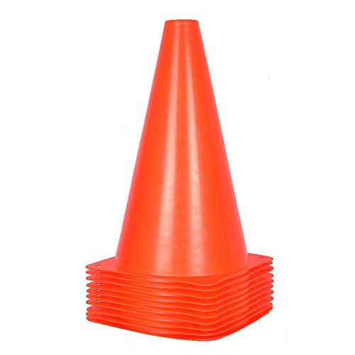 Product Cover Alyoen 9 inch Orange Traffic Cones - 10 Pack of Field Marker Cones for Outdoor Activity & Festive Events (Orange)