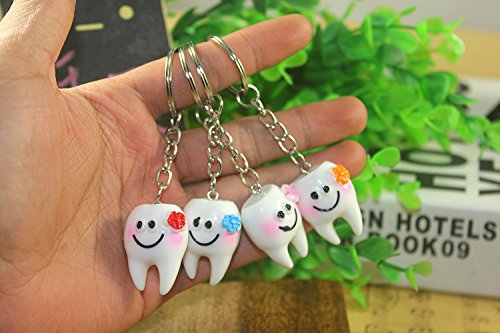 Product Cover Airgoesin 20pcs Keychain Key Ring Hang Tooth Shape Cute Promo Dental Gift