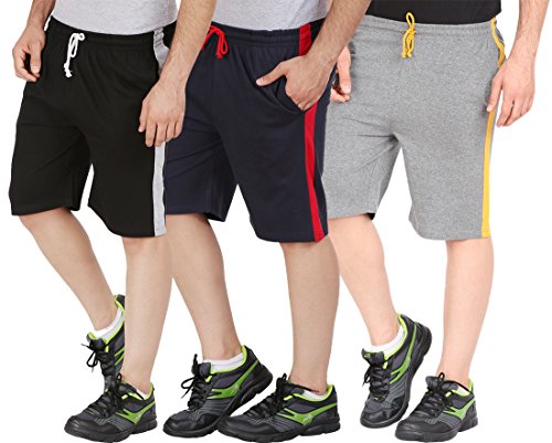 Product Cover Checkersbay Men's Cotton Shorts( 3SAA-BLNACH Black ,Navy,Charcoal) Pack of 3