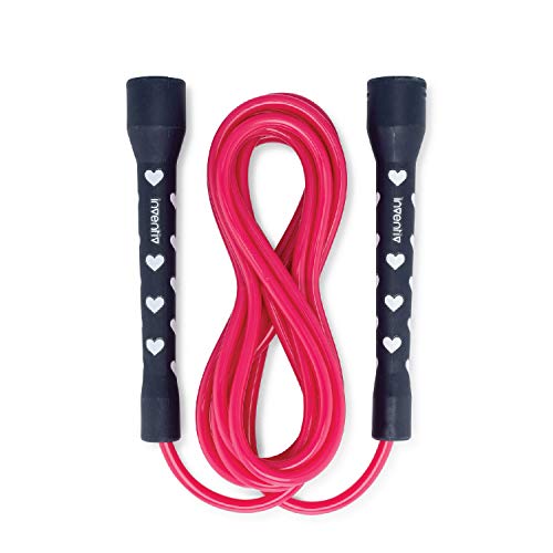 Product Cover Inventiv Kids Jump Rope, Cute Colorful Designs, 9ft Adjustable Length, Quality PVC, Suitable for Children, Adults, Fitness, or Play (Hearts | Navy/Pink)