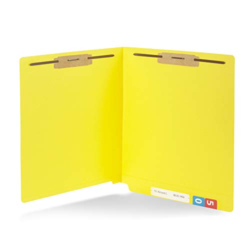 Product Cover 50 Yellow End Tab Fastener File Folders - Reinforced Straight Cut Tab - Durable 2 Prongs Designed to Organize Standard Medical Files, Receipts, Office Reports, and More - Letter Size, Yellow, 50 Pack