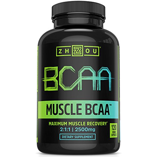 Product Cover Zhou Nutrition Muscle BCAAÂTM - Branched Chain Amino Acids with Optimal 2:1:1 Ratio - Build Muscle, Improve Recovery and Increase Endurance, 120 BCAA Capsules.