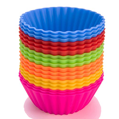Product Cover Silicone Baking Cups, Jumbo Cupcake Liners Large 3.54 inch Resusable Muffin Cups Non-stick Muffin Liners Cupcake Baking Cups Stand Alone Cupcake Holder, 18Packs in 6 Rainbow Colors