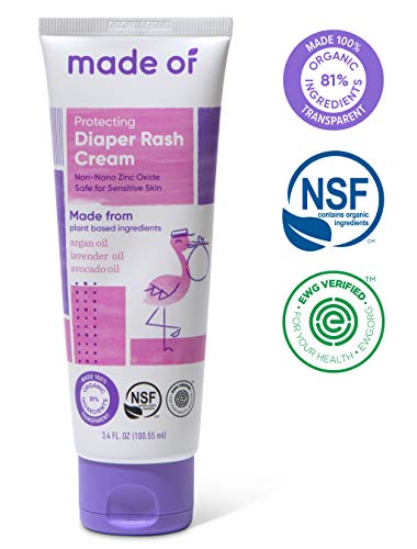 Product Cover Organic Diaper Rash Cream by MADE OF - NSF Organic - Fragrance Free - Organic Diaper Ointment for Sensitive Skin and Eczema Rash and Irritation - Made in USA - 3.4oz (Fragrance Free, 1-Pack)