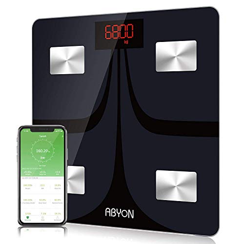 Product Cover Upgraded 2019 - Bluetooth Smart Scales Digital Weight and Body Fat Monitors in -Depth 13 Body Composition Analyzer with iOS & Android APP - Perfect for Health Management or Fitness Journey