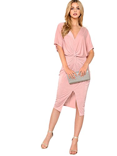 Product Cover Floerns Women's Short Sleeve V Neck Twist Front Split Midi Dress