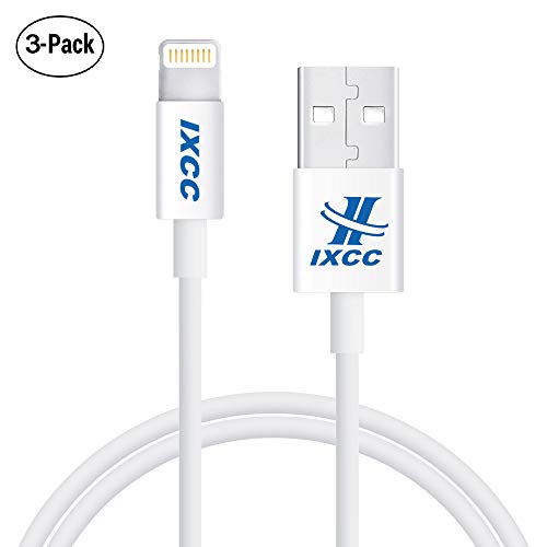 Product Cover MFi Lightning Cable 3ft, iPhone Charger, for iPhone X, 8, 8 Plus, 7, 7 Plus, 6s, 6s Plus, 6, 6 Plus, SE 5s 5c 5, iPad Air 2 Pro, iPad Mini 2 3 4, iPad 4th Gen [Apple MFi Certified](3Pack White)
