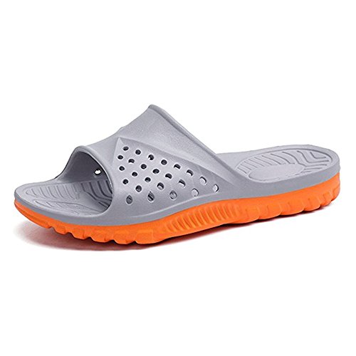 Product Cover WODEBUY Men's Outdoor Slide Sandals Beathable Rubber Slippers Comfortable Szie 7 Gray Orange