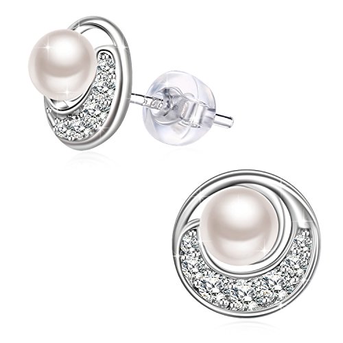 Product Cover J.Rosée Jewelry Mother's Day Gifts Packing 925 Sterling Silver Cubic Zirconia Moon Freshwater Pearl Stud Earrings for Women