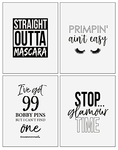 Product Cover Confetti Fox Make Up Lover Gift Wall Art Decor - 8x10 Unframed - Set of 4 Metallic Pearl Prints - Funny Quotes Sayings Rap Hip-Hop Themed Bathroom Bedroom Dorm Decoration