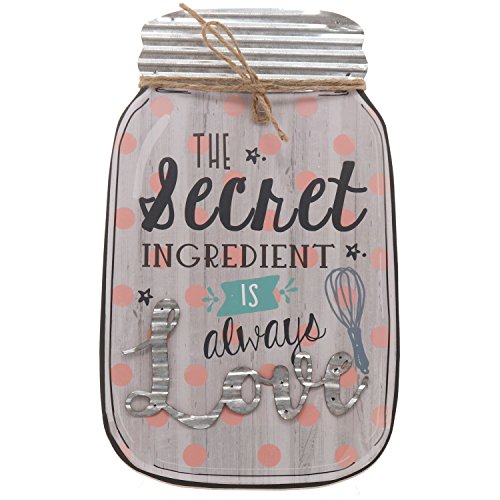 Product Cover Barnyard Designs The Secret Ingredient is Always Love Mason Jar Wall Decor Sign, Vintage Primitive Country Decor 14.25