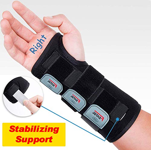 Product Cover Wrist Brace for Carpal Tunnel, Adjustable Wrist Support Brace with Splints Right Hand, Medium/Large, Arm Compression Hand Support for Injuries, Wrist Pain, Sprain, Sports
