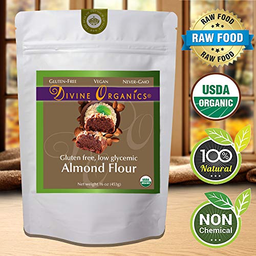 Product Cover 16 oz Organic Almond Flour Powdered Gluten Free Low Glycemic Non-GMO by Divine Organics