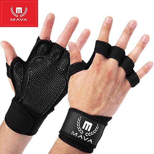 Product Cover Mava Sports Ventilated Workout Gloves with Integrated Wrist Wraps and Full Palm Silicone Padding. Extra Grip & No Calluses. Perfect for Weight Lifting, Powerlifting, Pull Ups, Cross Training, WODs