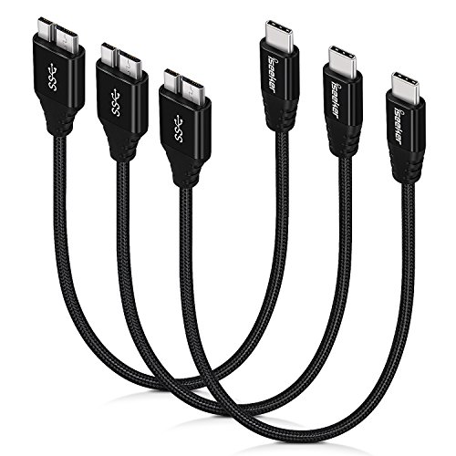Product Cover Type C to Micro B Cable, iSeekerKit Short 1Ft USB 3.0 USB-C to Micro USB Charge & Sync Cord for Toshiba Canvio, WD External Hard Drive, Samsung Galaxy S5, Note 3 and More [3-Pack]