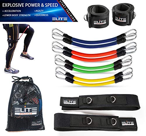 Product Cover Elite Supplies 11 Pieces Speed Agility Strength Leg Resistance Bands - for All Sports & Exercise Fitness Fast Sprinting, Explosive, Agile, Strength, Endurance