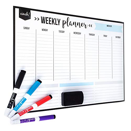 Product Cover Magnetic Dry Erase Weekly Calendar for Fridge: with Stain Resistant Technology - 17x12