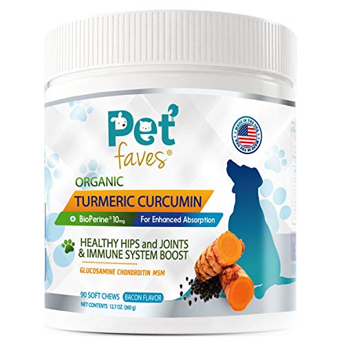 Product Cover Natural Dog Hip & Joint Supplement for Dogs Arthritis Pain Relief. Turmeric Curcumin with Black Pepper for Anti Inflammatory. Tumeric MSM Glucosamine Chondroitin for Dogs Healthy Joints - 90 Chews
