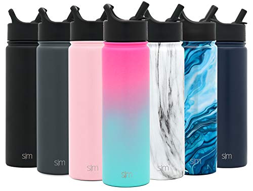 Product Cover Simple Modern 22 oz Summit Water Bottle with Straw Lid - Gifts for Hydro Vacuum Insulated Tumbler Flask Double Wall Liter - 18/8 Stainless Steel Ombre: Sorbet