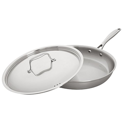 Product Cover Stone & Beam Fry Pan With Lid, 12 Inch, Tri-Ply Stainless Steel