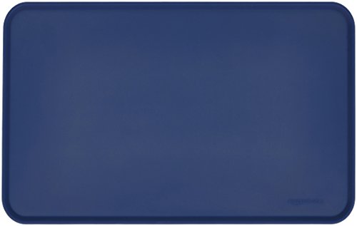 Product Cover AmazonBasics Silicone Waterproof Pet Food And Water Bowl Mat For Dog or Cat - 18.5 x 11.5 Inches, Blue