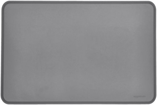 Product Cover AmazonBasics Silicone Waterproof Pet Food And Water Bowl Mat For Dog or Cat - 24 x 16 Inches, Grey
