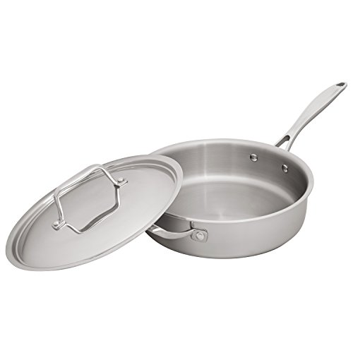 Product Cover Stone & Beam Saute Pan With Lid, 3-Quart, Tri-Ply Stainless Steel