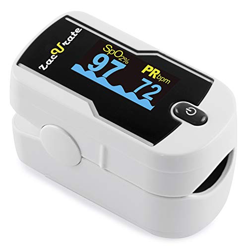 Product Cover Zacurate 430-DL Premium Fingertip Pulse Oximeter Oximetry Blood Oxygen Saturation Monitor with Silicon Cover, Batteries and Lanyard