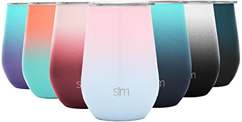 Product Cover Simple Modern Spirit 12oz Wine Tumbler Glass with Lid - Vacuum Coffee Mug Stemless Cup 18/8 Stainless Steel Ombre: Sweet Taffy