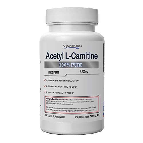 Product Cover Superior Labs | Acetyl L-Carnitine 1000mg Maximum Absorption | Pure Vegetable Capsules | Zero Synthetic Additives | Superior Absorption