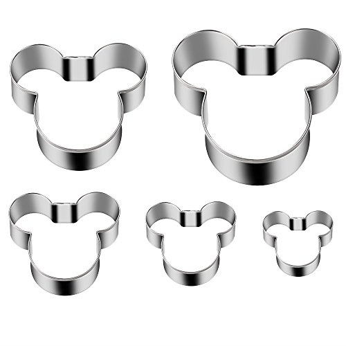 Product Cover Kspowwin 5Pcs Mickey Mouse Face Shape Stainless Steel Cookie Cutters, Silver (Mickey Mouse Set)