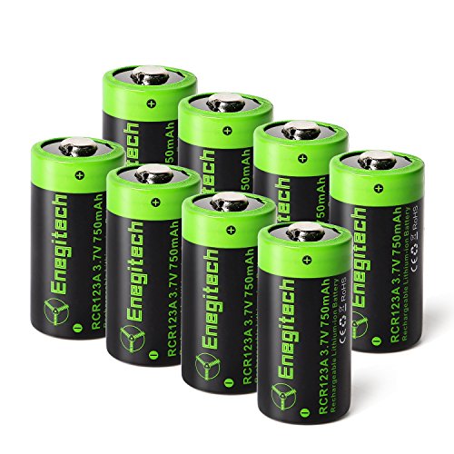 Product Cover Arlo Batteries Rechargeable, Enegitech CR123A Lithium Batteries 3.7V 750mAh for Arlo Cameras(VMC3030 VMK3200 VMS3330 3430 3530) Flashlight Security System - 8 Pack