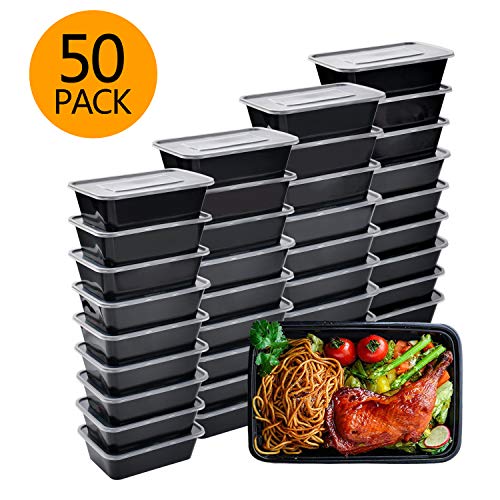 Product Cover Meal Prep Containers, 50 Pack Bento Boxes Disposable Plastic Bento Insulated Lunch Box Reusable Healthy Food Storage Containers with Lids for Dishwasher Freezer Safe (750ML/ 26 OZ)