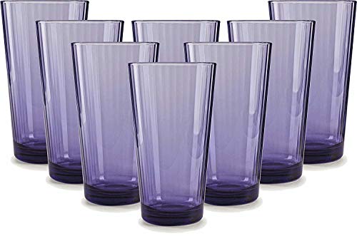 Product Cover Circleware Plum Drinking Glasses, Huge Set of 8, Heavy Base Highball Tumbler Beverage Ice Tea Cups, Home & Kitchen Entertainment Glassware for Water, Juice, Milk, Beer Bar Decor, 17 oz, Spectrum