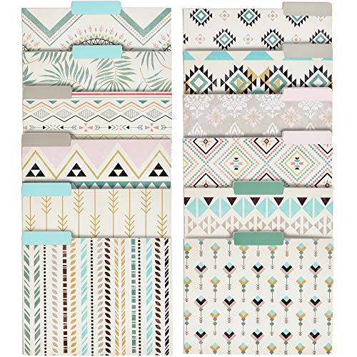 Product Cover Best Paper Greetings 12 Count Bohemian Decorative File Organizer Folders, Letter Size
