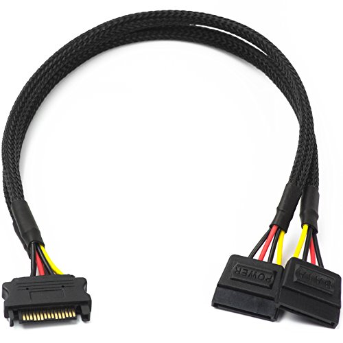 Product Cover CRJ SATA 15-Pin Power Y-Splitter Black Sleeved Cable