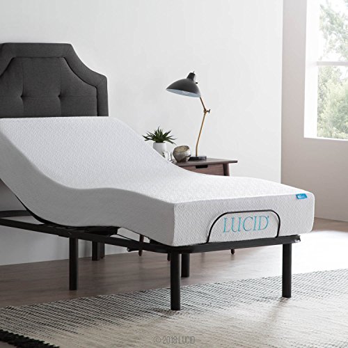 Product Cover LUCID L100 Adjustable Bed Base Steel Frame - 5 Minute Assembly - Head and Foot Incline -  Wired Remote Control - Twin XL