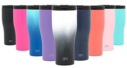 Product Cover Simple Modern 20oz Journey Travel Mug with Straw Lid & Flip Lid - Vacuum Insulated Coffee Beer Pint Cup - 18/8 Stainless Steel Water Bottle Ombre: Tuxedo