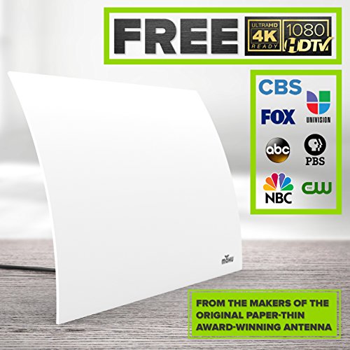 Product Cover Mohu Flow 40-Mile Range Designer Indoor HDTV Antenna (2019 Newest Version) - GET Free TV - Omnidirectional, Includes Long Coax, Replace Cable TV