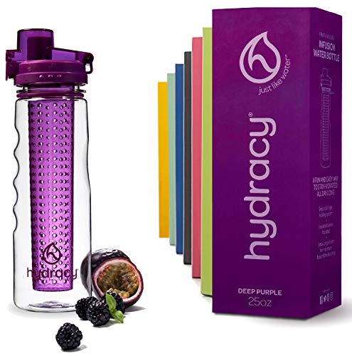 Product Cover Hydracy Fruit Infuser Water Bottle - 25 Oz Sports Bottle with Full Length Infusion Rod and Insulating Sleeve Combo Set + 27 Fruit Infused Water Recipes eBook Gift - Deep Purple