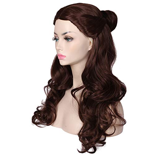 Product Cover ColorGround Women's Long Wavy Brown Prestyled Cosplay Costume Wig with Detachable Bun