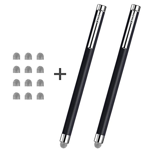 Product Cover ChaoQ Stylus, 2 Pcs Hybrid Mesh Fiber Tip Stylus Pen for Touch Screens Devices, iPad, iPhone, Samsung, Tablet, Kindle, with 12 Extra Replaceable Mesh Fiber Tip - Black