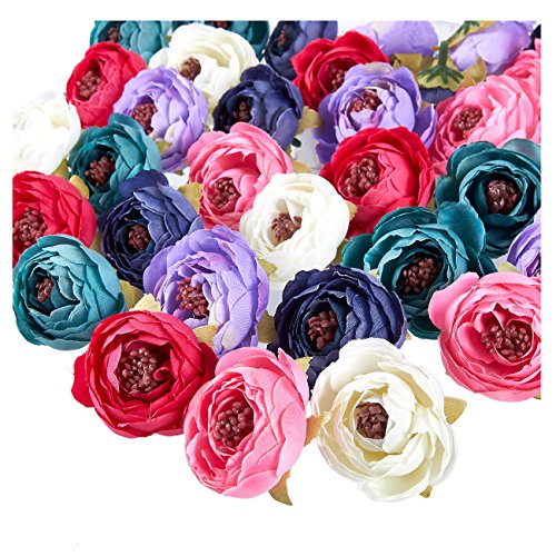 Product Cover Juvale Peony Flower Heads - 60-Pack Artificial Flowers Wedding Decorations, Baby Showers, DIY Crafts, Mixed Colors, 1.6 x 1.6 x 1.2 inches