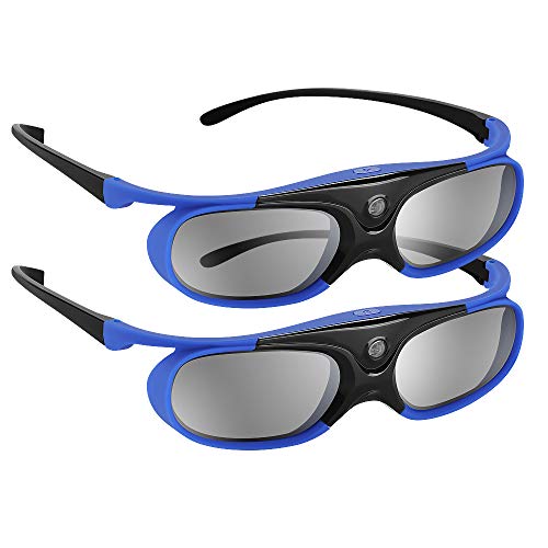 Product Cover BOBLOV Active Shutter 3D Glasses DLP-Link USB Rechargeable for All DLP Projectors Compatible with BenQ W1070 W700 Dell DLP Projectors (Blue-2 Pcak)