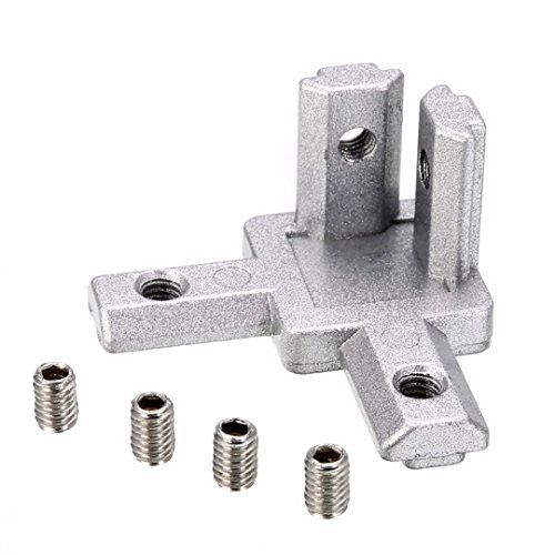 Product Cover PZRT 4-Pack 2020 Series 3-Way End Corner Bracket Connector, with Screws for Standard 6mm T Slot Aluminum Extrusion Profile