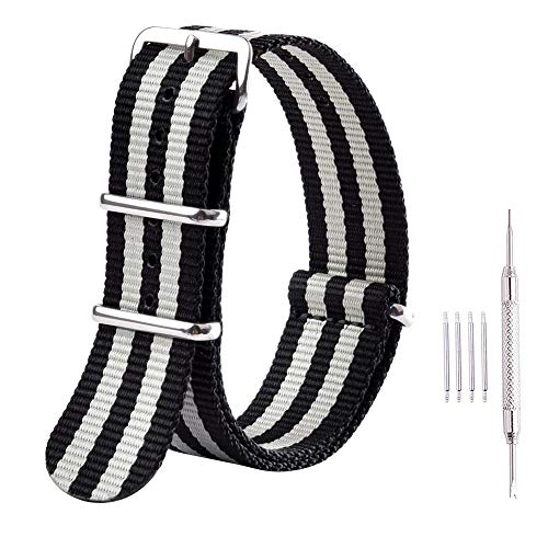 Product Cover Ritche Black/Gray NATO Strap 18mm Replacement Nylon Watch Band