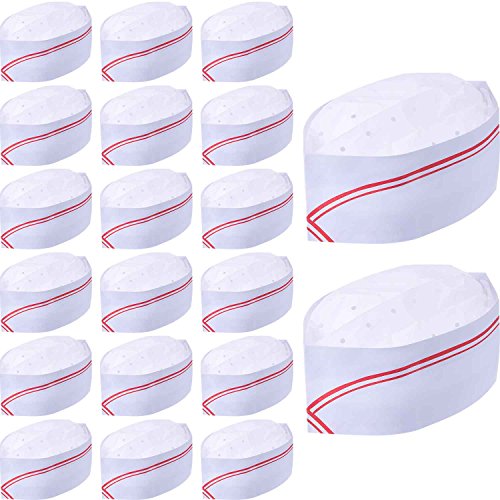 Product Cover WILLBOND 20 Pack 3.2 Inch Disposable Paper Chef Hat Set Adjustable Kitchen Cooking Chef Cap for Food Restaurants, Home Kitchen, School, Classes, Catering Equipment or Birthday Party