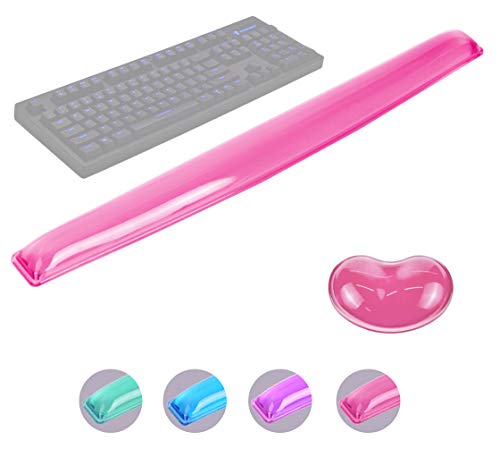 Product Cover ABRONDA Silicone Gel Keyboard Mouse Wrist Rest Set - Gel Keyboard Wrist Rest Pad & Mouse Wrist Rest Support for Office Gaming Computer Laptop Ergonomic Comfortable Pain Relief(Pink Pad Set)