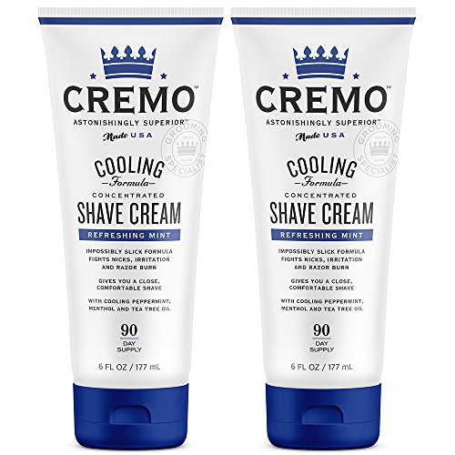 Product Cover Cremo Cooling Shave Cream, Astonishingly Superior Smooth Shaving Cream Fights Nicks, Cuts and Razor Burn, 6 Fluid Ounces, 2-Pack