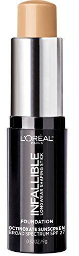 Product Cover L'Oreal Paris Makeup Infallible Longwear Foundation Shaping Stick, Up to 24hr Wear, Medium to Full Coverage Cream Foundation Stick, 406 Warm Beige, 0.32 Ounce